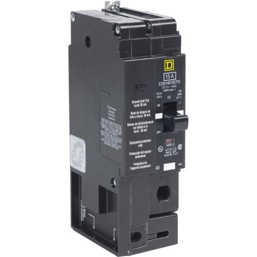 Schneider Electric EJB14015EPD E-Frame Brkr 15A, 1P, 277V, 65/100kA, Bolt-on Mnt, 30mA