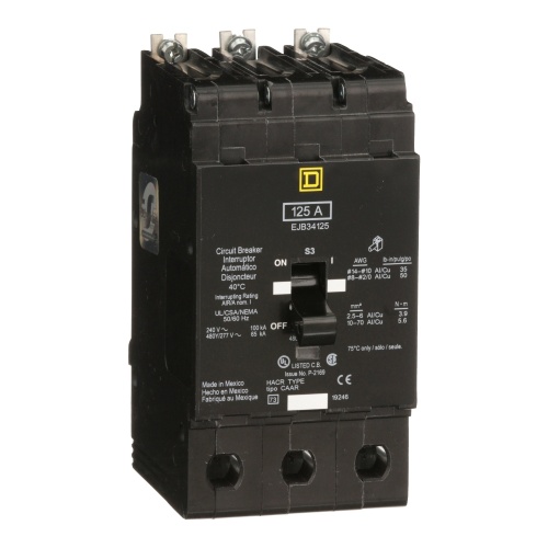 Schneider Electric EJB34125 E-Frame Brkr 125A, 3P, 480Y/277V, 65/100kA, Bolt-on Mnt