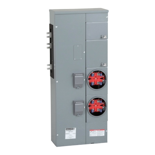 Schneider Electric EZM112225 Meter Stack - 800 Amp, 120/240 VAC, 4 Without Jaw Release Jaws, 2 Meter Sockets, NEMA 3R