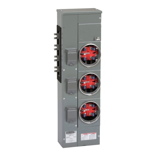 Schneider Electric EZM313125 Meter Stack - 800 Amp, 208Y/120 VAC, 5 Without Jaw Release Jaws, 3 Meter Sockets, NEMA 3R