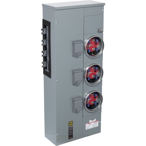 Schneider Electric EZM313225X Meter Stack - 1200 Amp, 208Y/120 VAC, 5 Without Jaw Release Jaws, 3 Meter Sockets, NEMA 3R