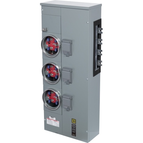 Schneider Electric EZM313225X Meter Stack - 1200 Amp, 208Y/120 VAC, 5 Without Jaw Release Jaws, 3 Meter Sockets, NEMA 3R