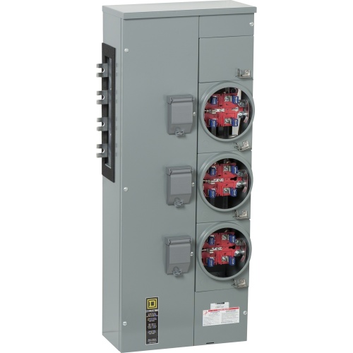 Schneider Electric EZMR313225X Meter Stack - 225 Amp, 208Y/120 VAC, 5 Without Jaw Release Jaws, 3 Meter Sockets, NEMA 3R