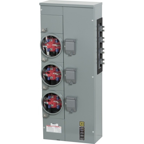 Schneider Electric EZMR313225X Meter Stack - 225 Amp, 208Y/120 VAC, 5 Without Jaw Release Jaws, 3 Meter Sockets, NEMA 3R