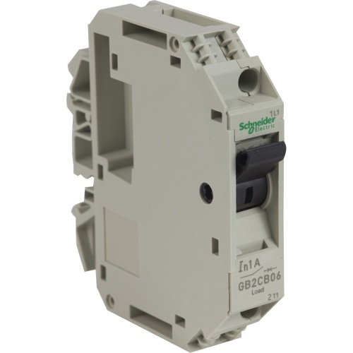 Schneider Electric GB2CB06 TeSys GB2 thermal magnetic circuit protector, 1 P, 1 A, Id = 14 A