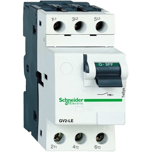 Schneider Electric GV2LE14 TeSys GV2 Manual Starter and Protector, magnetic circuit protector, toggle switch, 10 A, screw clamp terminals