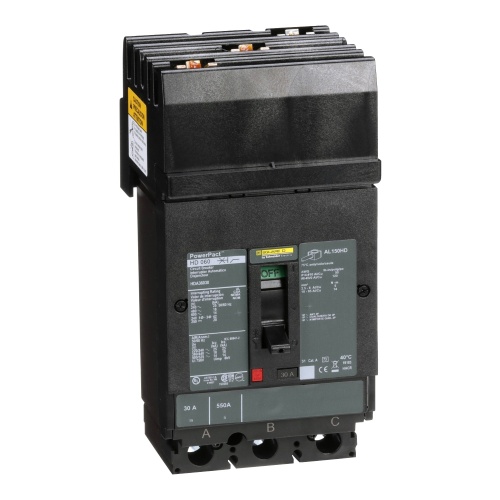 Schneider Electric HDA36030 Circuit breaker, PowerPact H, I Line, thermal magnetic, 30A, 3 pole, 600V, 14kA, phase ABC