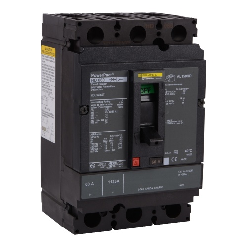 Schneider Electric HDL36060U53X - PowerPact H Circuit breaker, 60 Amp, Three Pole, 25 kA, 690 VAC