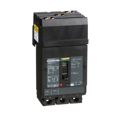 Schneider Electric HGA36100 Circuit breaker, PowerPact H, I Line, thermal magnetic, 100A, 3 pole, 600V, 18kA, phase ABC