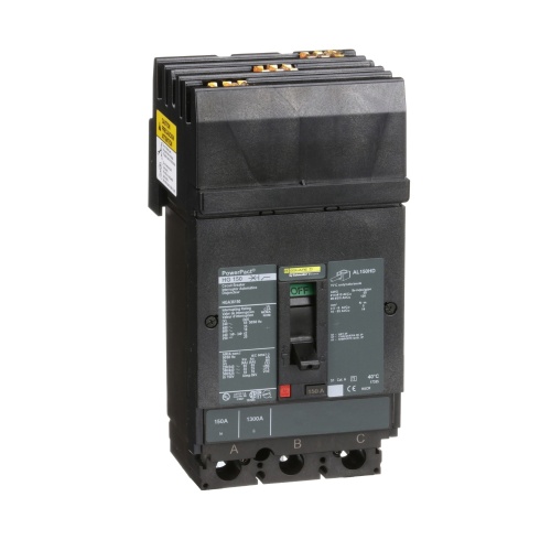 Schneider Electric HGA36150 Circuit breaker, PowerPact H, I Line, thermal magnetic, 150A, 3 pole, 600V, 18kA, phase ABC