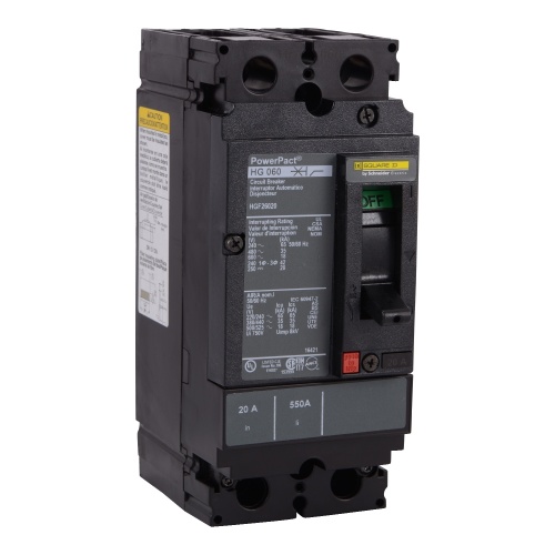 Schneider Electric HGF26060 - PowerPact H Circuit breaker, 60 Amp, Two Pole, 65 kA, 690 VAC