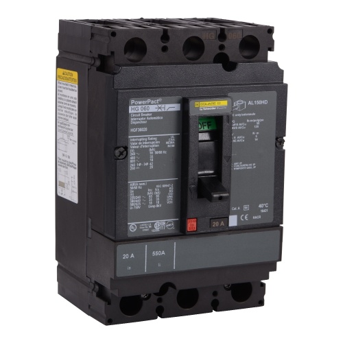 Schneider Electric HGF36020 - PowerPact H Circuit breaker, 20 Amp, Three Pole, 65 kA, 690 VAC