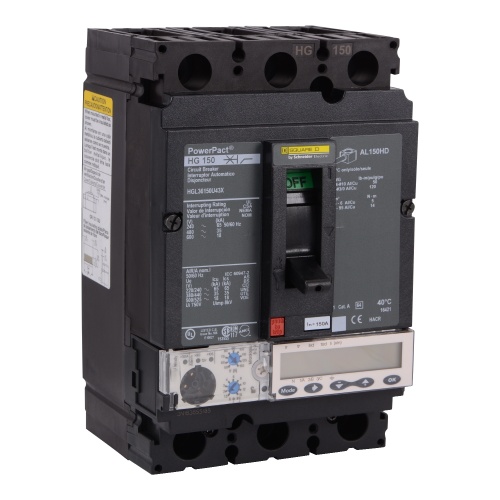 Schneider Electric HGL36150U43X - PowerPact H Circuit breaker, 150 Amp, Three Pole, 65 kA, 690 VAC