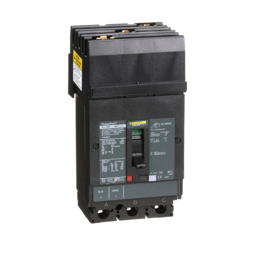 Schneider Electric HJA36015 Circuit breaker, PowerPact H, I Line, thermal magnetic, 15A, 3 pole, 600V, 25kA, phase ABC