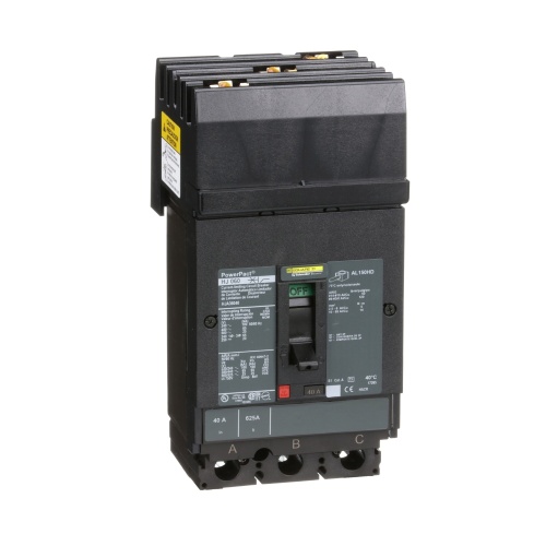 Schneider Electric HJA36040 Circuit breaker, PowerPact H, I Line, thermal magnetic, 40A, 3 pole, 600V, 25kA, phase ABC