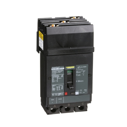 Schneider Electric HJA36100 Circuit breaker, PowerPact H, I Line, thermal magnetic, 100A, 3 pole, 600V, 25kA, phase ABC