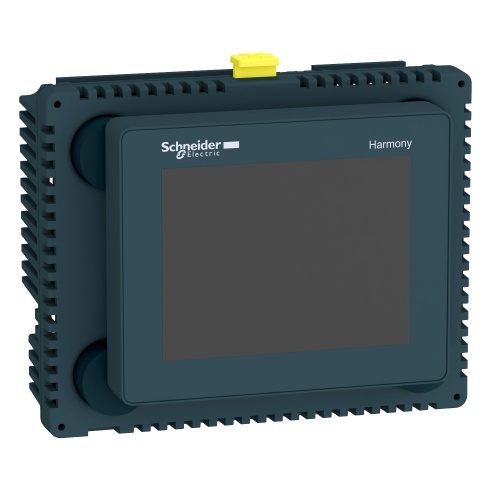 Schneider Electric HMISCU6B5 3.5 inch HMI Screen and PLC combo 24 VDC, 15 Watts, Full Color Touch Screen Interface Digital Ins: 8, Digital Outs: 8, Analaog Ins: 4, Analog Outs: 2, UL 508 Ø 22 mm hole mount