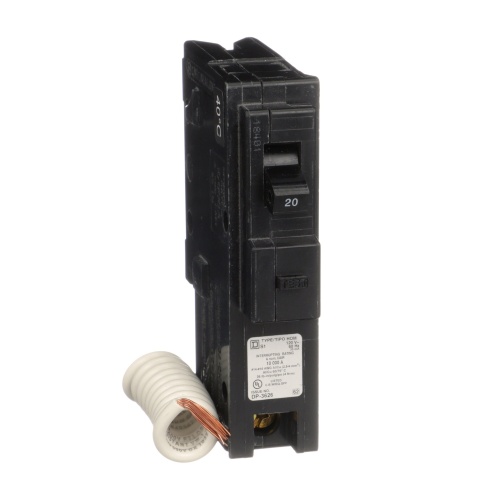 Schneider Electric HOM120EPD Mini circuit breaker, Homeline, 20A, 1 pole, 120 VAC, 10 kA AIR, ground fault class B, plug in mount