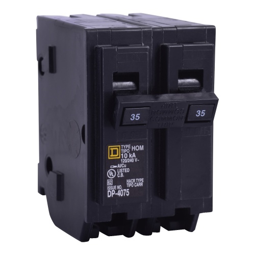 Schneider Electric HOM235CP Mini circuit breaker, Homeline, 35A, 2 pole, 120/240 VAC, 10 kA AIR, standard type, plug in mount