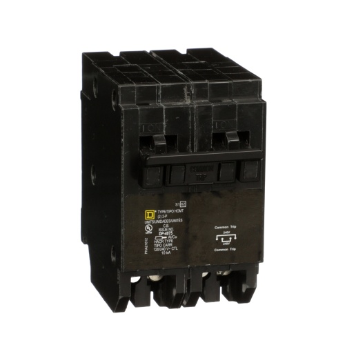Schneider Electric HOMT220240 Quad tandem mini circuit breaker, Homeline, 1 x 2 pole at 20A, 1 x 2 pole at 40A, 120/240 VAC, 10 kA AIR, plug in mount