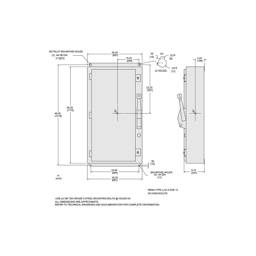 Schneider Electric HU366AWKVW Heavy Duty Safety Switch - 600 Amp, Three Pole, 600 VAC, 600 VDC