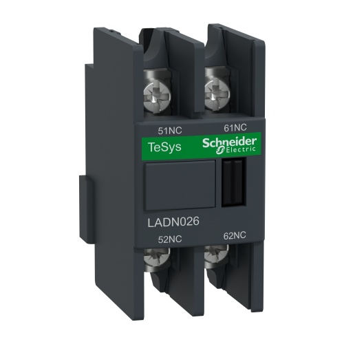 Schneider Electric LADN026 Auxiliary contact block, TeSys D, 2NC, front mounting, lugs-ring terminals