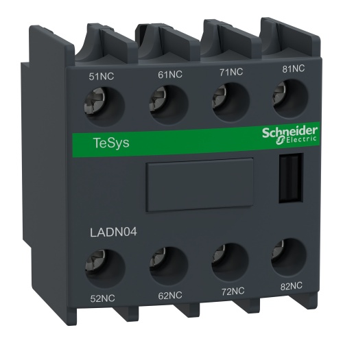 Schneider Electric LADN04 Auxiliary contact block, TeSys D, 4NC, front mounting, screw terminals