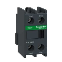 Schneider Electric LADN11 TeSys D Auxiliary Contacts Block, 10A, 1NO-1NC, Screw Clamp, Front Mount,