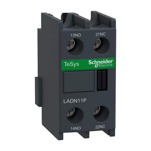 Schneider Electric LADN11P Auxiliary contact block, TeSys D, 1NO + 1NC, front mounting, screw clamp terminals, EN 50012