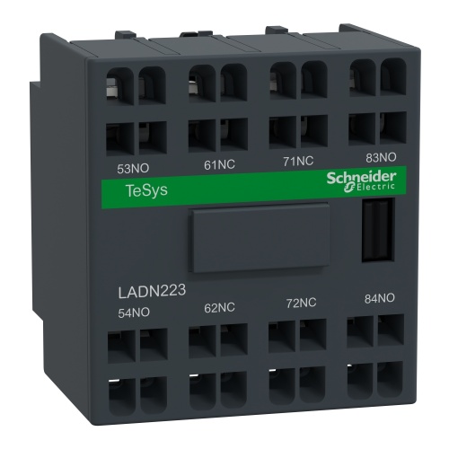 Schneider Electric LADN223 Auxiliary contact block, TeSys D, 2NO + 2NC, front mounting, spring terminals