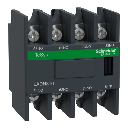 Schneider Electric LADN316 Auxiliary contact block, TeSys D, 3NO + 1NC, front mounting, lugs-ring terminals