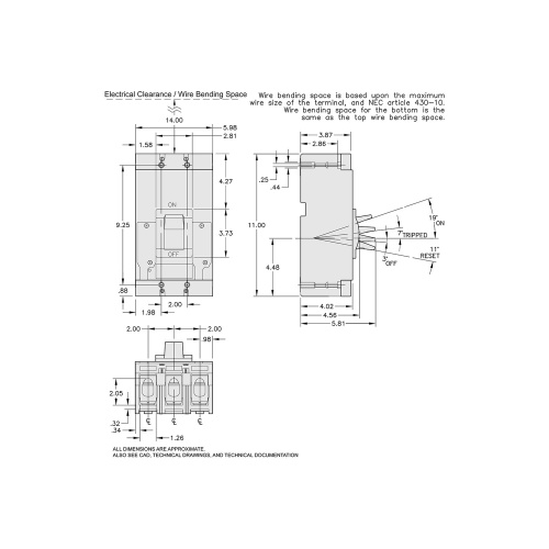 Schneider Electric LAL26350MB FA/LA LA Frame MOLDED CASE CIRCUIT BREAKER, 600V, 350A, 2P, SHORT HANDLE