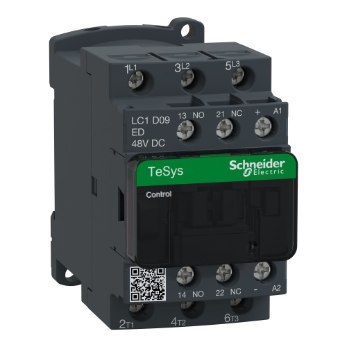 Schneider Electric LC1D09ED TeSys D IEC Non-Reversing contactor, 9 A, 3 P, 5 HP at 480 VAC, nonreversing, 48 VDC coil