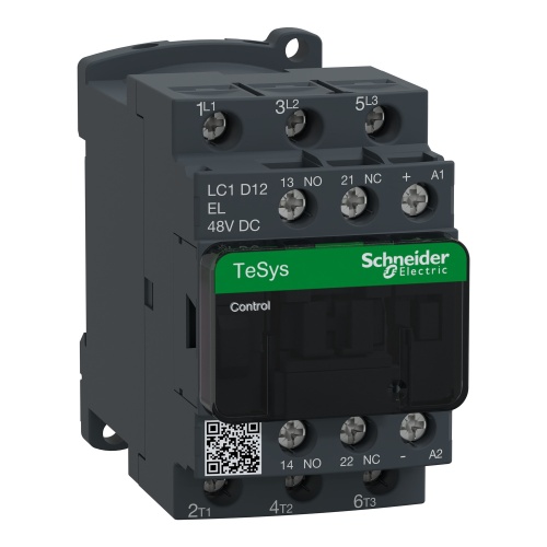 Schneider Electric LC1D12EL TeSys D IEC Non-Reversing contactor, 12 A, 3 P, 7.5 HP at 480 VAC, nonreversing, low consumption 48 VDC coil