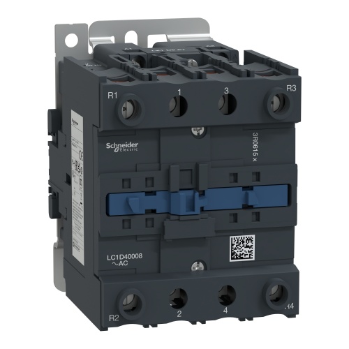 Schneider Electric LC1D40008G6 TeSys D Non-Reversing contactor - 4P(2 NO + 2 NC) - AC-1 - <= 440 V 60 A - 120 V AC 60 Hz coil
