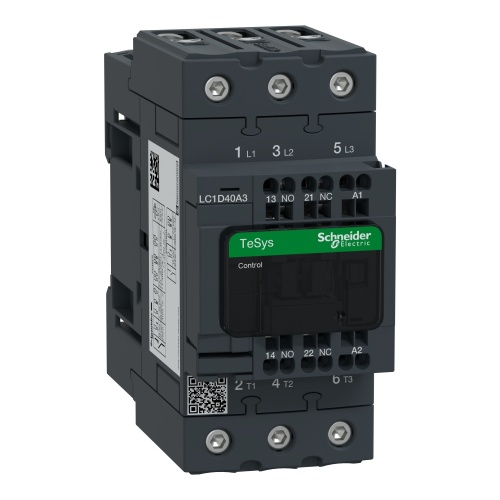 Schneider Electric LC1D40A3M7 TeSys D Non-Reversing contactor - 3P(3 NO) - AC-3 - <= 440 V 40 A - 220 V AC 50/60 Hz coil