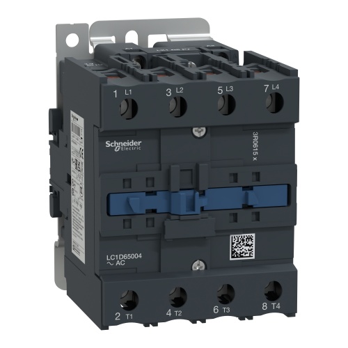 Schneider Electric LC1D65004G6 IEC Contactor - 80 Amp, Four Pole, 120 VAC Coil, 4 NO