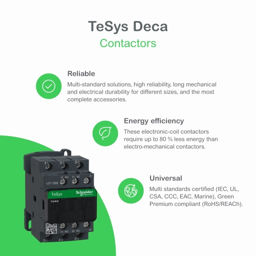 Schneider Electric LC1DT25M7 TeSys D Non-Reversing contactor - 4P(4 NO) - AC-1 - <= 440 V 25 A - 220 V AC 50/60 Hz coil