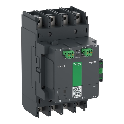 Schneider Electric LC1G1504BEEA High Current Contactor - 150 Amp, Four Pole, 24-48 VAC/DC Coil, 4 NO