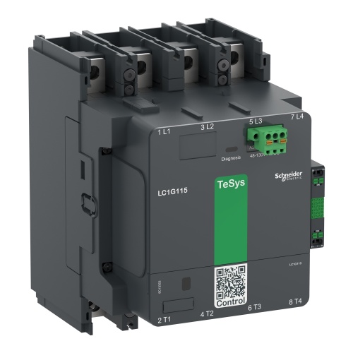 Schneider Electric LC1G2254EHEN High Current Contactor - 225 Amp, Four Pole, 48-130 VAC/DC Coil, 4 NO