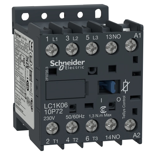 Schneider Electric LC1K0610F72 TeSys K Non-Reversing contactor - 3P - AC-3 <= 440 V 6 A - 1 NO aux. - 110 V AC coil
