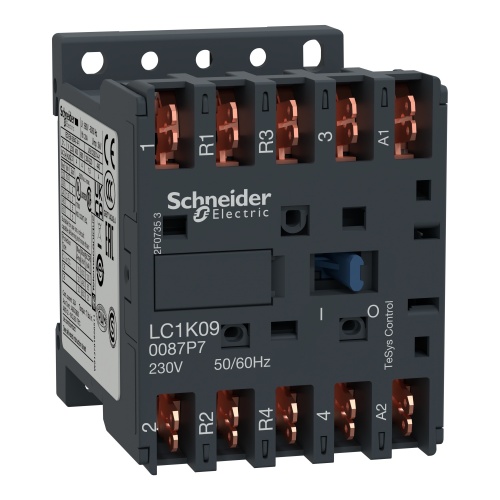 Schneider Electric LC1K090087M7 TeSys K Non-Reversing contactor - 4P (2 NO + 2 NC) - AC-1 <= 440 V 20 A - 220...230 V AC coil
