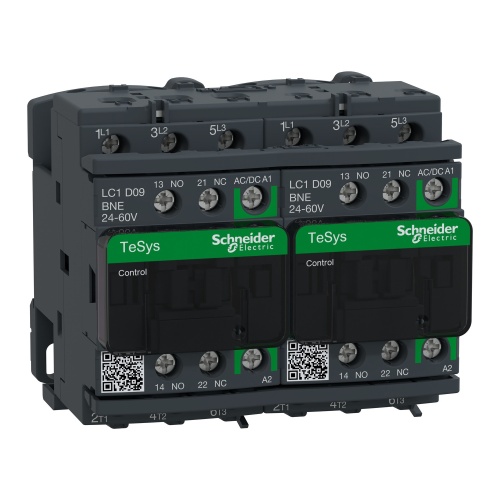 Schneider Electric LC2D09BNE TeSys D reversing contactor - 3P - <= 440 V - 9 A AC-3 - 24...60 V AC/DC coil