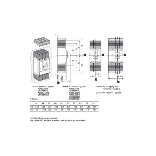 Schneider Electric LLL36400U44X L Frame Square D Breaker 400 Amp Three Pole