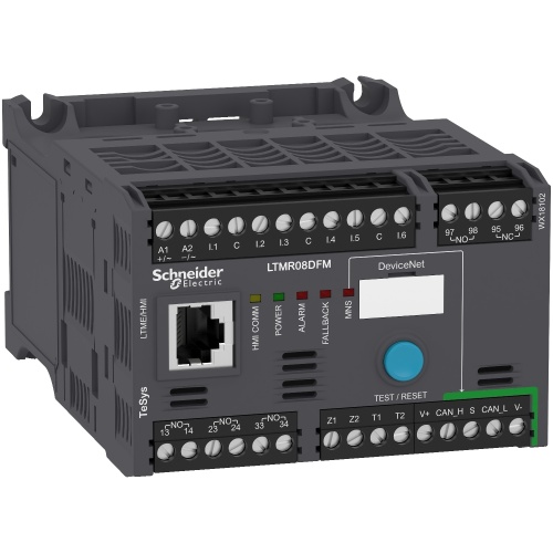 Schneider Electric LTMR08DFM Motor Management, TeSys T, motor controller IEC Smart Overload, DeviceNet, 6 logic inputs, 3 relay logic outputs, 0.4 to 8A, 100 to 240 VAC