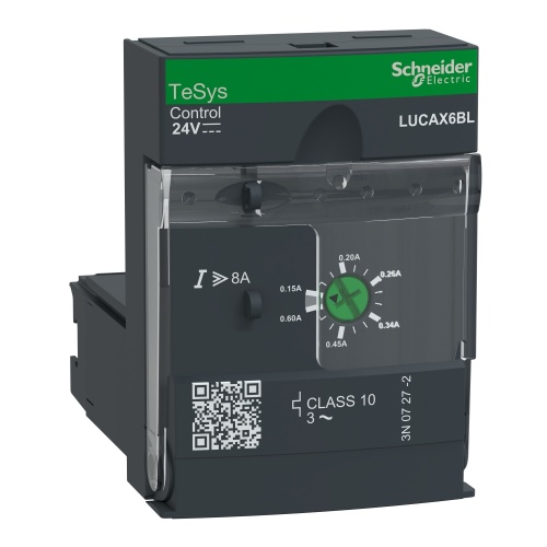 Schneider Electric LUCAX6BL Standard control unit, TeSys U, 0.15-0.6A, 3P motors, thermal magnetic protection, class 10, coil 24V DC