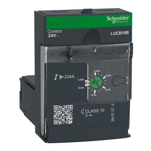 Schneider Electric LUCB18B Advanced control unit, TeSys U, 4.5-18A, 3P motors, protection & diagnostic, class 10, coil 24V AC