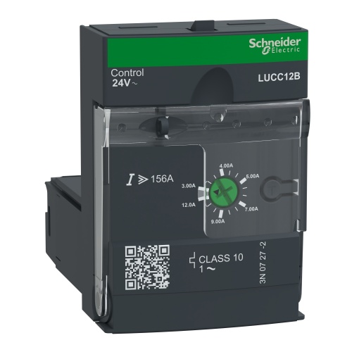 Schneider Electric LUCC12B Advanced control unit, TeSys U, 3-12A, 1P motors, protection & diagnostic, class 10, coil 24V AC