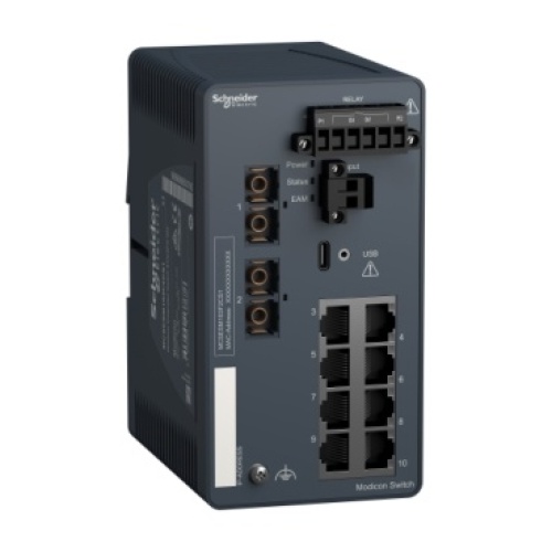 Schneider Electric MCSESM103F2CS1 - Modicon Extended Managed Switch - 8 ports for copper + 2 ports for fiber optic single-mode