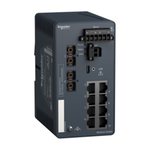 Schneider Electric MCSESM103F2CU1H - Modicon Extended Managed Switch - 8 ports for copper + 2 ports for fiber optic multimode - Harsh